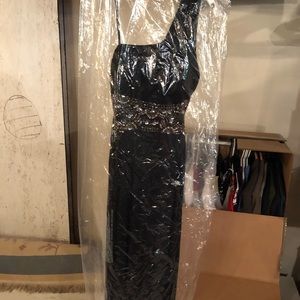 prom dress- Black with sequins open back
